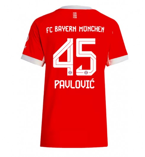 Bayern Munich Aleksandar Pavlovic #45 Domácí Dres pro Dámské 2025-26 Krátký Rukáv Bayern Munich Aleksandar Pavlovic #45 Domácí Dres pro Dámské 2025-26 Krátký Rukáv